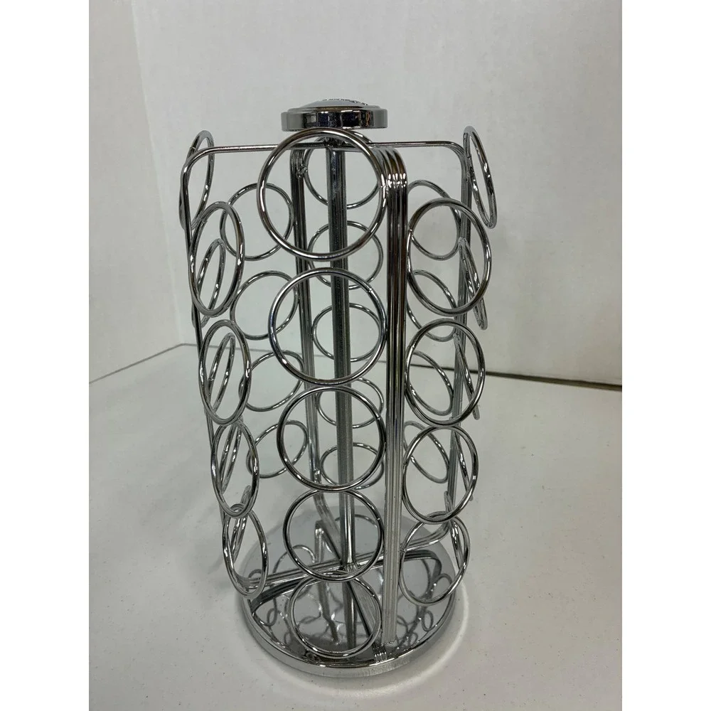 Keurig Chrome Rotating K-Cup Pod Carousel Tower Coffee Organizer 27 Capacity